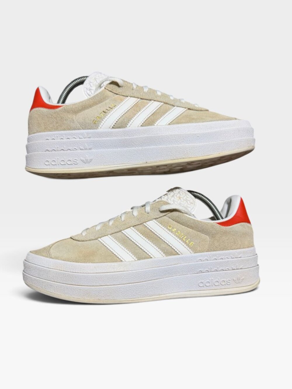 Adidas Gazelle Bold Suede Platform Sneakers Wonder Tan Beige Orange Women’s 9.5 - Picture 7 of 10